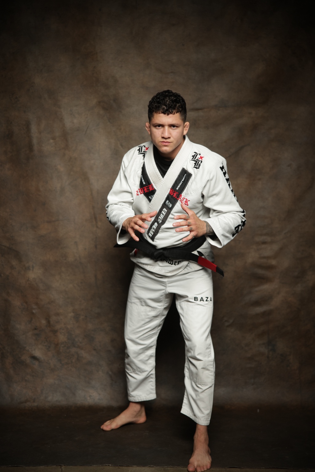 Gabriel Luz wearing his white gi and black belt